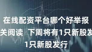 在线配资平台哪个好举报 相关阅读  下周将有1只新股发行